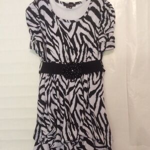 My Michelle Zebra Print Dress 16 Girls Black and White Midi